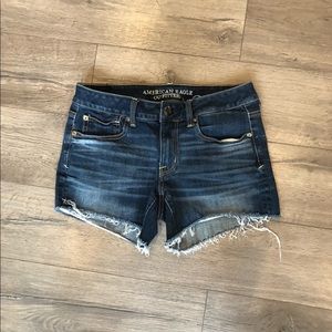 American Eagle dark washed shortie jean shorts